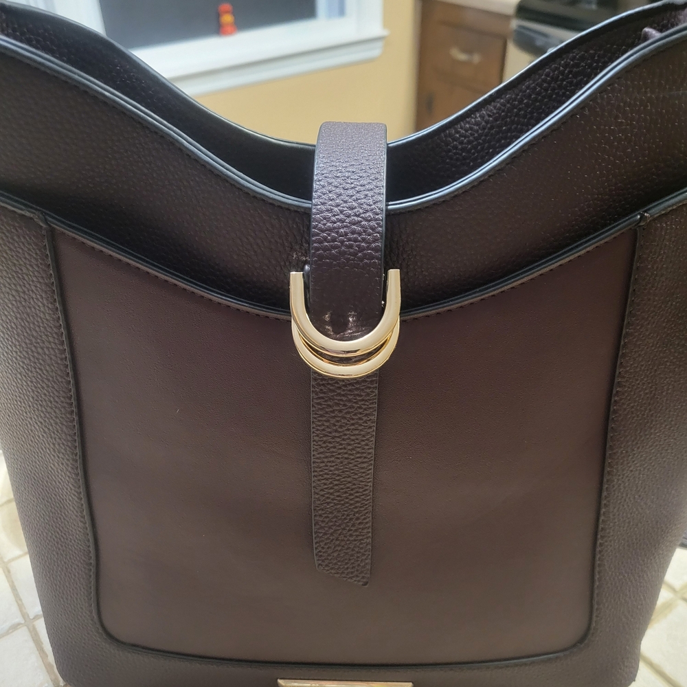 MIA Dark Brown Shoulder Bag with Gold Accent